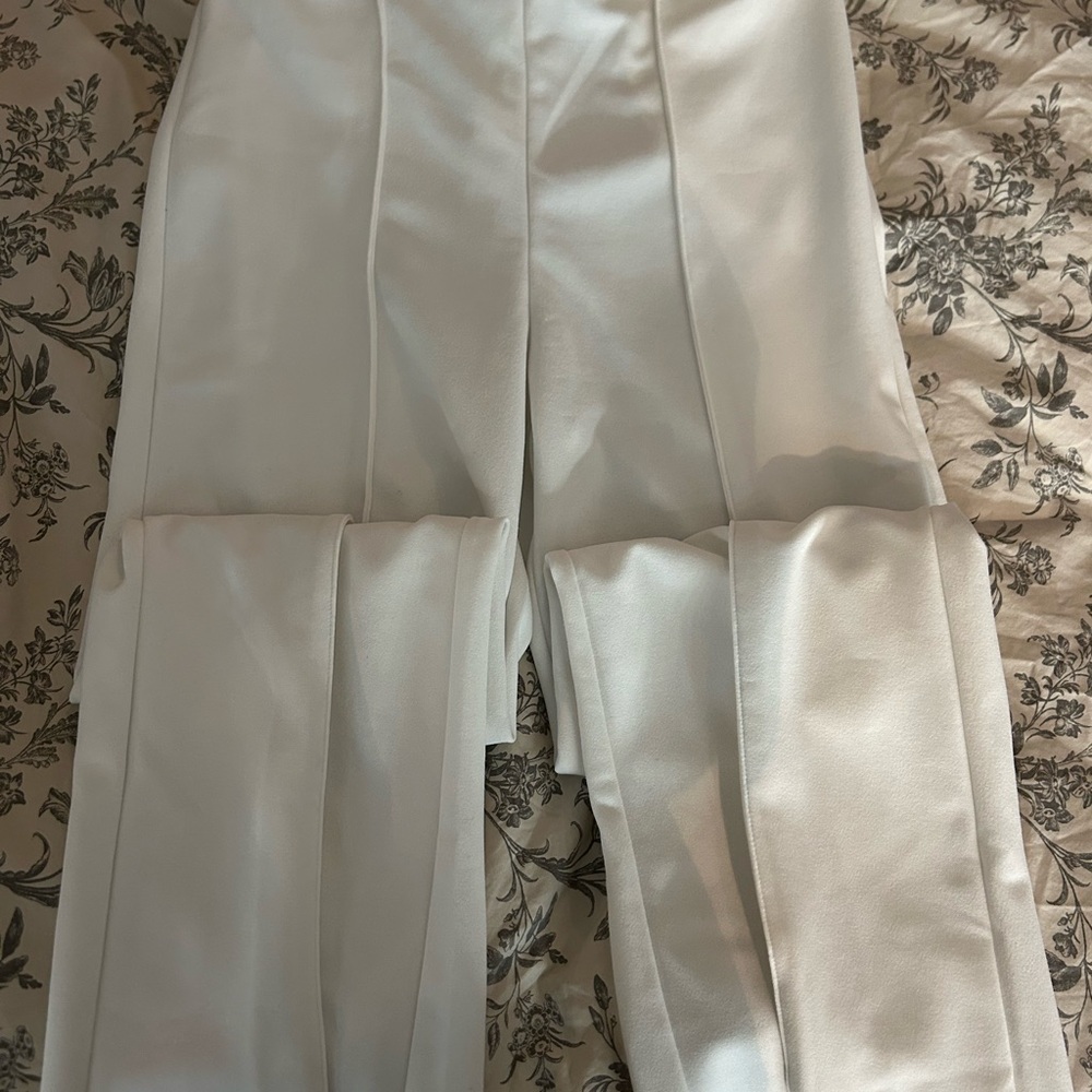 Fashion Nova Ivory Satin Trousers